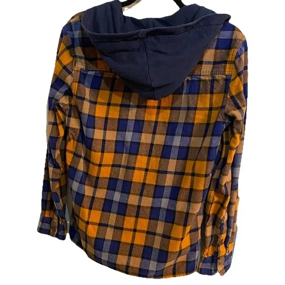 Aeropostale Men's Button Up Hoodie Flannel Blue Orange X-small - Picture 14 of 14